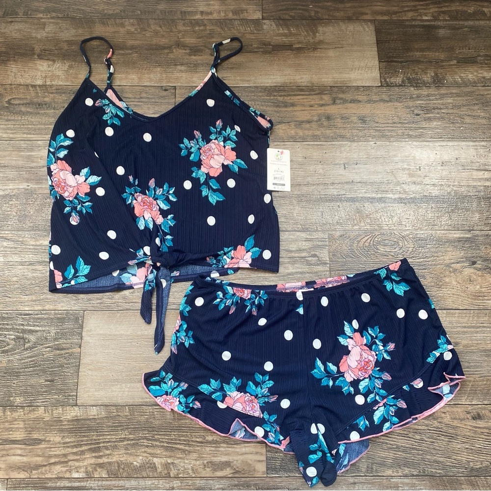 Brand New Gorgeous Blue Cami Set with Roses